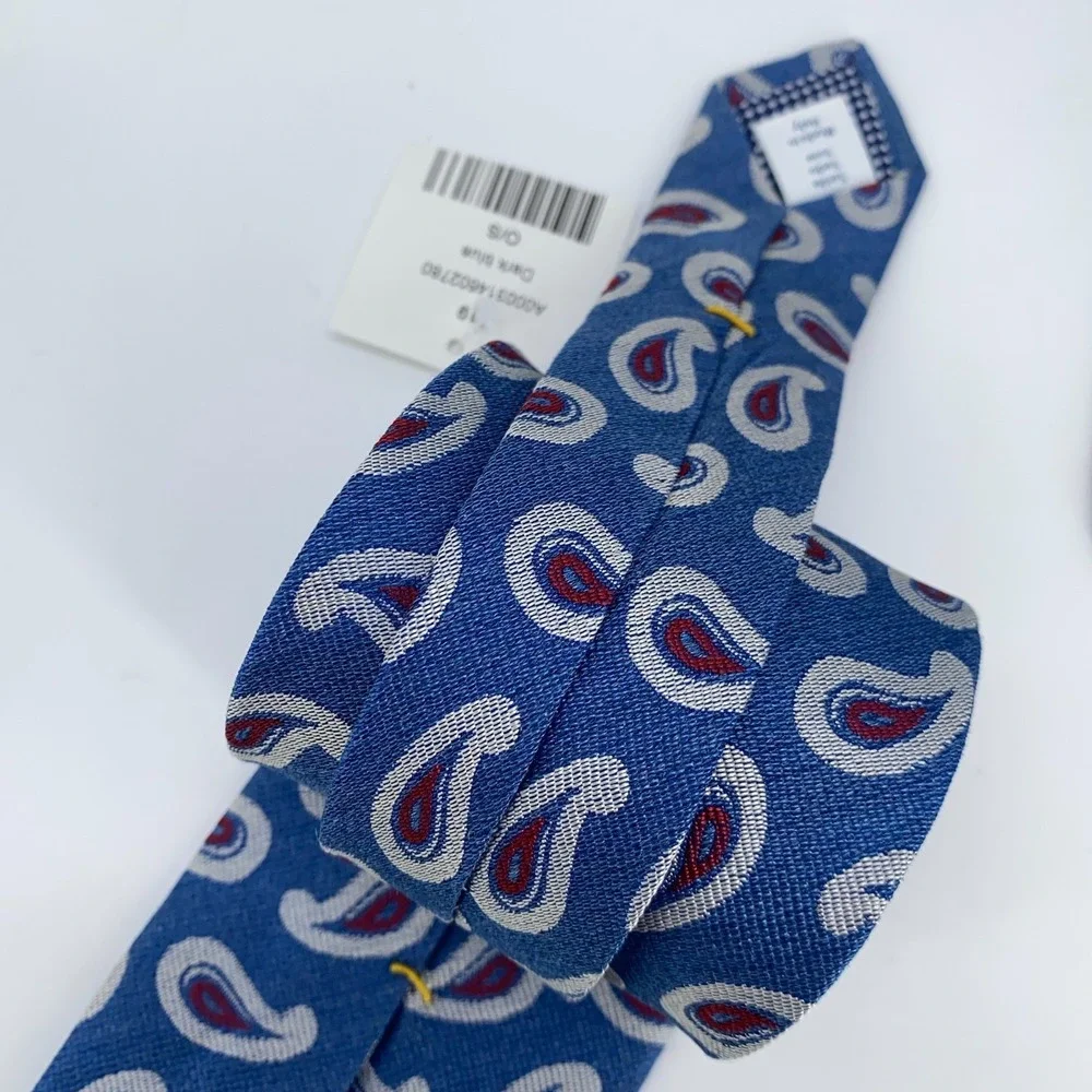 Eton Tie‎ Mens One Size Blue Paisley Silk Classic Luxury Necktie Italy Made NWT